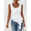 imagePRETTYGARDEN Womens Y2K Going Out Crop Top 2024 Summer Sleeveless Asymmetrical Mesh Tank Top Fitted Party TopsWhite