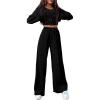 imagePRETTYGARDEN Womens 2024 Fall Track Suits 3 Piece Outfits Matching Sets Ribbed Knit Cardigan Cropped Tank Tops Wide Leg PantsBlack