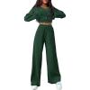 imagePRETTYGARDEN Womens 2024 Fall Track Suits 3 Piece Outfits Matching Sets Ribbed Knit Cardigan Cropped Tank Tops Wide Leg PantsDark Green