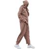 imagePRETTYGARDEN Womens 2024 Fall Two Piece Outfits Long Sleeve Tracksuit Set Turtleneck Pullover Tops Casual Pants SweatsuitsLight Brown