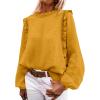 imagePRETTYGARDEN Womens Fall Fashion Blouse Dressy Casual Long Sleeve Crewneck Ruffle Loose Pullover Tops ShirtYellow