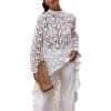 imagePRETTYGARDEN Womens Long Sleeve Round Neck High Low Asymmetrical Irregular Hem Casual Tops Blouse Shirt DressWhite