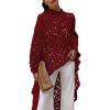 imagePRETTYGARDEN Womens Long Sleeve Round Neck High Low Asymmetrical Irregular Hem Casual Tops Blouse Shirt DressWine Red