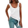 imagePRETTYGARDEN Womens Y2K Going Out Crop Top 2024 Summer Sleeveless Asymmetrical Mesh Tank Top Fitted Party TopsWhite