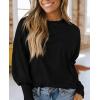 imagePRETTYGARDEN Womens 2024 Fall Fashion T Shirts Puff Long Sleeve Crewneck Casual Basic Tee Tops BlousesBlack