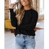 imagePRETTYGARDEN Womens 2024 Fall Fashion T Shirts Puff Long Sleeve Crewneck Casual Basic Tee Tops BlousesBlack