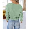 imagePRETTYGARDEN Womens 2024 Fall Fashion T Shirts Puff Long Sleeve Crewneck Casual Basic Tee Tops BlousesGrass Green