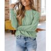 imagePRETTYGARDEN Womens 2024 Fall Fashion T Shirts Puff Long Sleeve Crewneck Casual Basic Tee Tops BlousesGrass Green