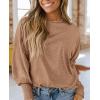 imagePRETTYGARDEN Womens 2024 Fall Fashion T Shirts Puff Long Sleeve Crewneck Casual Basic Tee Tops BlousesKhaki