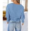 imagePRETTYGARDEN Womens 2024 Fall Fashion T Shirts Puff Long Sleeve Crewneck Casual Basic Tee Tops BlousesLight Blue