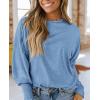 imagePRETTYGARDEN Womens 2024 Fall Fashion T Shirts Puff Long Sleeve Crewneck Casual Basic Tee Tops BlousesLight Blue