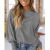 imagePRETTYGARDEN Womens 2024 Fall Fashion T Shirts Puff Long Sleeve Crewneck Casual Basic Tee Tops BlousesLight Grey