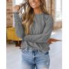 imagePRETTYGARDEN Womens 2024 Fall Fashion T Shirts Puff Long Sleeve Crewneck Casual Basic Tee Tops BlousesLight Grey