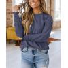 imagePRETTYGARDEN Womens 2024 Fall Fashion T Shirts Puff Long Sleeve Crewneck Casual Basic Tee Tops BlousesNavy