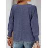 imagePRETTYGARDEN Womens 2024 Fall Fashion T Shirts Puff Long Sleeve Crewneck Casual Basic Tee Tops BlousesNavy