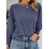 imagePRETTYGARDEN Womens 2024 Fall Fashion T Shirts Puff Long Sleeve Crewneck Casual Basic Tee Tops BlousesNavy