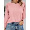 imagePRETTYGARDEN Womens 2024 Fall Fashion T Shirts Puff Long Sleeve Crewneck Casual Basic Tee Tops BlousesPink