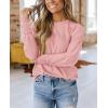 imagePRETTYGARDEN Womens 2024 Fall Fashion T Shirts Puff Long Sleeve Crewneck Casual Basic Tee Tops BlousesPink