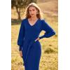 imagePRETTYGARDEN Womens 2024 Fall Knit Pullover Sweater Elegant Long Lantern Sleeve V Neck Winter Maxi Bodycon DressesBlue