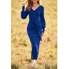 imagePRETTYGARDEN Womens 2024 Fall Knit Pullover Sweater Elegant Long Lantern Sleeve V Neck Winter Maxi Bodycon DressesBlue