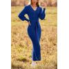 imagePRETTYGARDEN Womens 2024 Fall Knit Pullover Sweater Elegant Long Lantern Sleeve V Neck Winter Maxi Bodycon DressesBlue