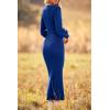 imagePRETTYGARDEN Womens 2024 Fall Knit Pullover Sweater Elegant Long Lantern Sleeve V Neck Winter Maxi Bodycon DressesBlue