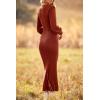 imagePRETTYGARDEN Womens 2024 Fall Knit Pullover Sweater Elegant Long Lantern Sleeve V Neck Winter Maxi Bodycon DressesCaramel