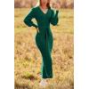 imagePRETTYGARDEN Womens 2024 Fall Knit Pullover Sweater Elegant Long Lantern Sleeve V Neck Winter Maxi Bodycon DressesDark Green