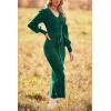imagePRETTYGARDEN Womens 2024 Fall Knit Pullover Sweater Elegant Long Lantern Sleeve V Neck Winter Maxi Bodycon DressesDark Green