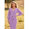 imagePRETTYGARDEN Womens 2024 Fall Knit Pullover Sweater Elegant Long Lantern Sleeve V Neck Winter Maxi Bodycon DressesLight Purple