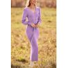 imagePRETTYGARDEN Womens 2024 Fall Knit Pullover Sweater Elegant Long Lantern Sleeve V Neck Winter Maxi Bodycon DressesLight Purple