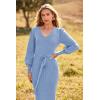 imagePRETTYGARDEN Womens 2024 Fall Knit Pullover Sweater Elegant Long Lantern Sleeve V Neck Winter Maxi Bodycon DressesSky Blue