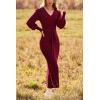 imagePRETTYGARDEN Womens 2024 Fall Knit Pullover Sweater Elegant Long Lantern Sleeve V Neck Winter Maxi Bodycon DressesWine Red