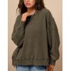 imagePRETTYGARDEN Womens 2024 Fall Oversized Crewneck Sweatshirts Casual Long Sleeve Pullover Waffle Knit Shirts TopArmy Green