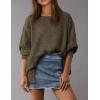 imagePRETTYGARDEN Womens 2024 Fall Oversized Crewneck Sweatshirts Casual Long Sleeve Pullover Waffle Knit Shirts TopArmy Green