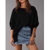 imagePRETTYGARDEN Womens 2024 Fall Oversized Crewneck Sweatshirts Casual Long Sleeve Pullover Waffle Knit Shirts TopBlack