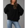 imagePRETTYGARDEN Womens 2024 Fall Oversized Crewneck Sweatshirts Casual Long Sleeve Pullover Waffle Knit Shirts TopBlack