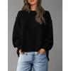 imagePRETTYGARDEN Womens 2024 Fall Oversized Crewneck Sweatshirts Casual Long Sleeve Pullover Waffle Knit Shirts TopBlack