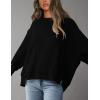 imagePRETTYGARDEN Womens 2024 Fall Oversized Crewneck Sweatshirts Casual Long Sleeve Pullover Waffle Knit Shirts TopBlack