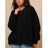 imagePRETTYGARDEN Womens 2024 Fall Oversized Crewneck Sweatshirts Casual Long Sleeve Pullover Waffle Knit Shirts TopBlack