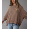imagePRETTYGARDEN Womens 2024 Fall Oversized Crewneck Sweatshirts Casual Long Sleeve Pullover Waffle Knit Shirts TopBrown