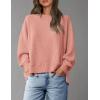 imagePRETTYGARDEN Womens 2024 Fall Oversized Crewneck Sweatshirts Casual Long Sleeve Pullover Waffle Knit Shirts TopCoral Pink