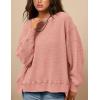 imagePRETTYGARDEN Womens 2024 Fall Oversized Crewneck Sweatshirts Casual Long Sleeve Pullover Waffle Knit Shirts TopCoral Pink