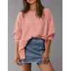imagePRETTYGARDEN Womens 2024 Fall Oversized Crewneck Sweatshirts Casual Long Sleeve Pullover Waffle Knit Shirts TopCoral Pink