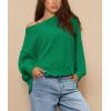 imagePRETTYGARDEN Womens 2024 Fall Oversized Crewneck Sweatshirts Casual Long Sleeve Pullover Waffle Knit Shirts TopGreen