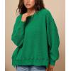imagePRETTYGARDEN Womens 2024 Fall Oversized Crewneck Sweatshirts Casual Long Sleeve Pullover Waffle Knit Shirts TopGreen
