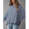 imagePRETTYGARDEN Womens 2024 Fall Oversized Crewneck Sweatshirts Casual Long Sleeve Pullover Waffle Knit Shirts TopGrey Blue