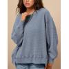 imagePRETTYGARDEN Womens 2024 Fall Oversized Crewneck Sweatshirts Casual Long Sleeve Pullover Waffle Knit Shirts TopGrey Blue