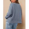imagePRETTYGARDEN Womens 2024 Fall Oversized Crewneck Sweatshirts Casual Long Sleeve Pullover Waffle Knit Shirts TopGrey Blue
