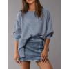 imagePRETTYGARDEN Womens 2024 Fall Oversized Crewneck Sweatshirts Casual Long Sleeve Pullover Waffle Knit Shirts TopGrey Blue